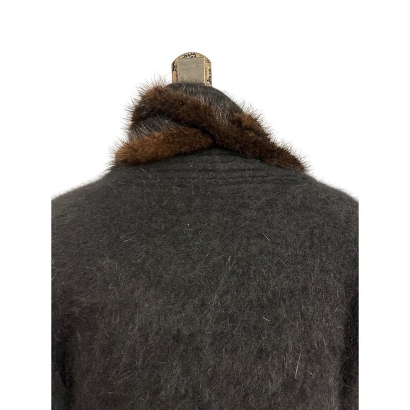 Vintage Cache Fur Trimmed Luxe Winter Wrap Coat Sweater Jacket Made In Korea - Picture 10 of 12